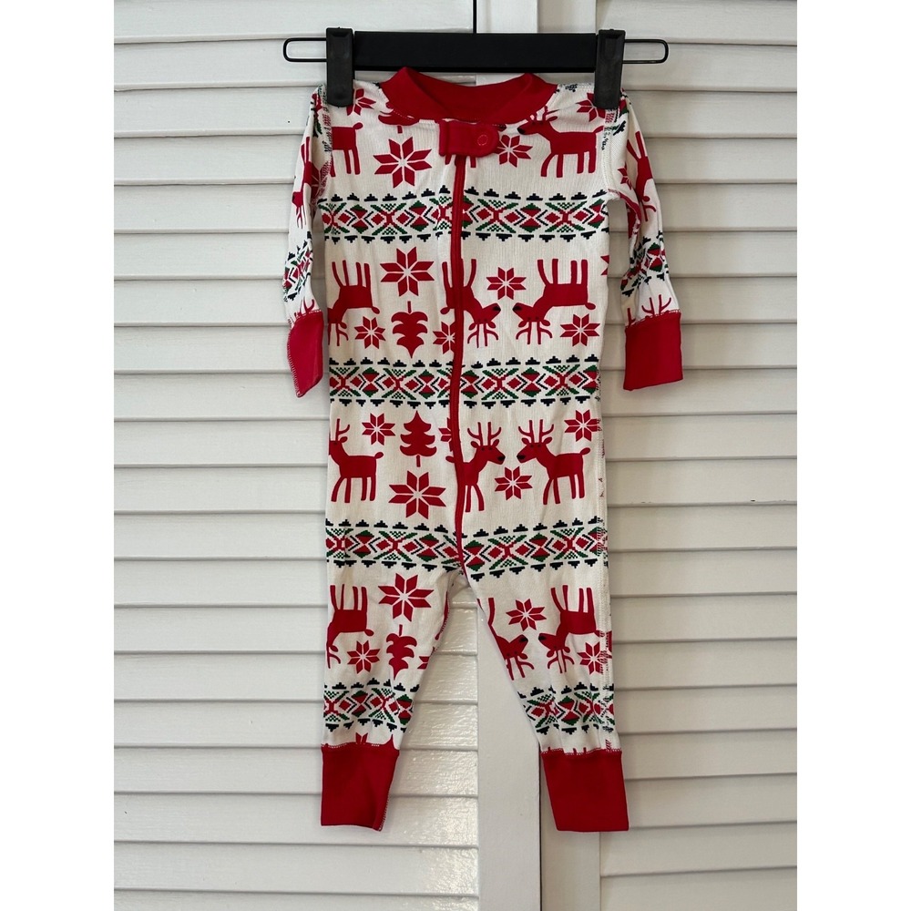 Hanna Andersson Size 70 9-12M Dear Deer Fair Isle Print Organic Zipper Sleeper